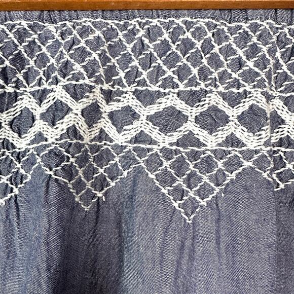 Current Elliott Cotton Embroidered Chambray Skirt Size 1 - Picture 6 of 9